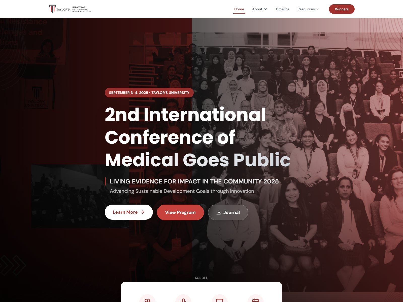Screenshot of the Megopic medical conference website homepage